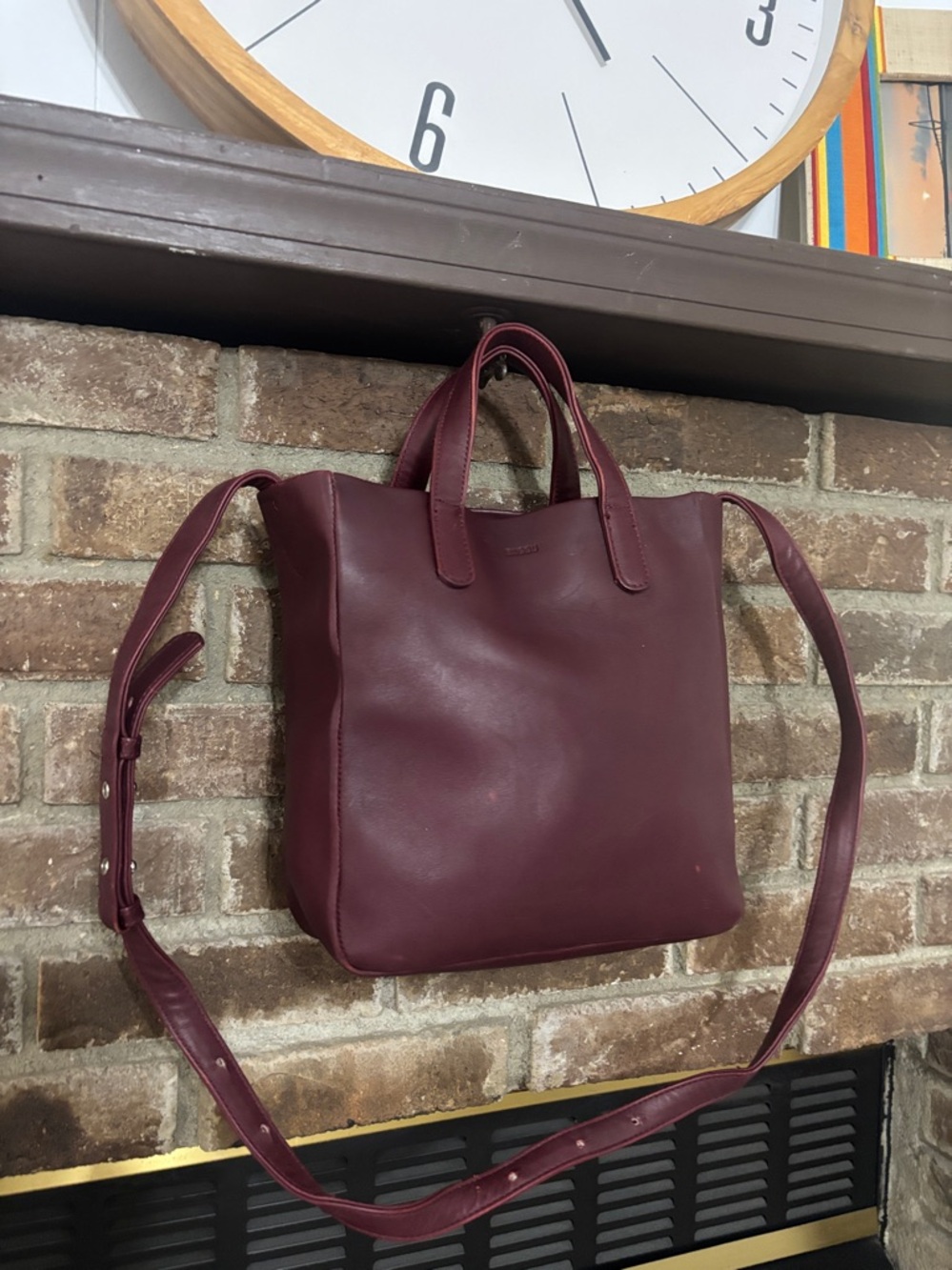 BAGGU Box Mulberry 
 Leather Top-Handle Tote Crossbody Bag - Picture 8 of 16